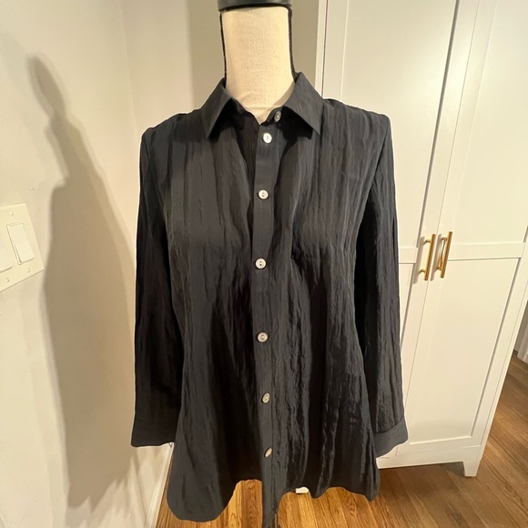 Madewell Black Notched Collar Ribbed Button Down - Picture 6 of 8